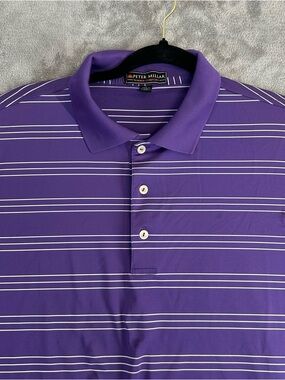 PETER MILLAR Summer Comfort Mens Golf Polo Striped Shirt Color Purple Size Large